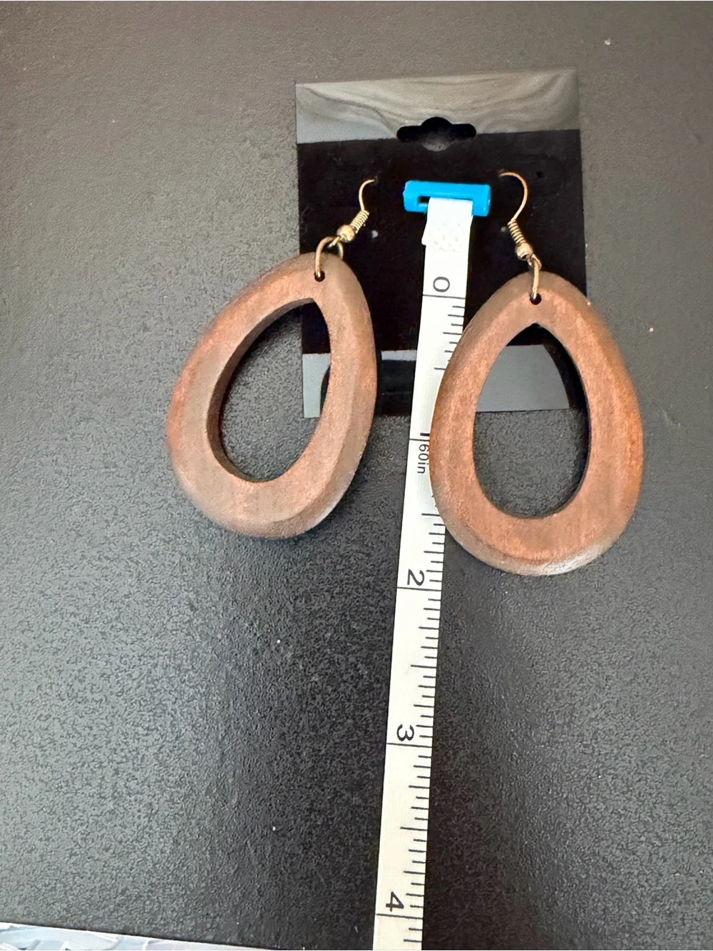 Brown Wooden Teardrop Dangle Earrings